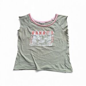 Maurices Olive Tee with Pink and White Trim